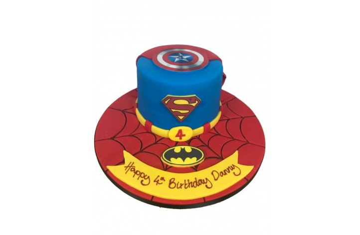 Superhero One Tier Cake With Cape